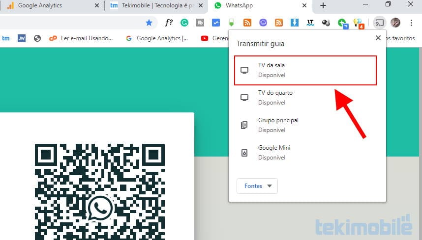 acessando o whatsapp web pc na smart TV com um PC