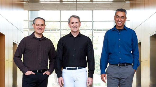Co-fundadores do Nuvia, L-R: John Bruno, Gerard Williams III e Manu Gulati