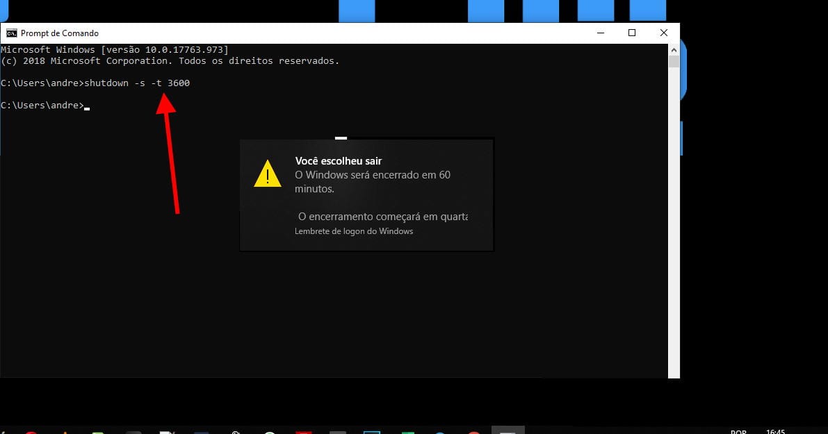 Como programar desligamento do PC com Windows pelo Prompt de comando