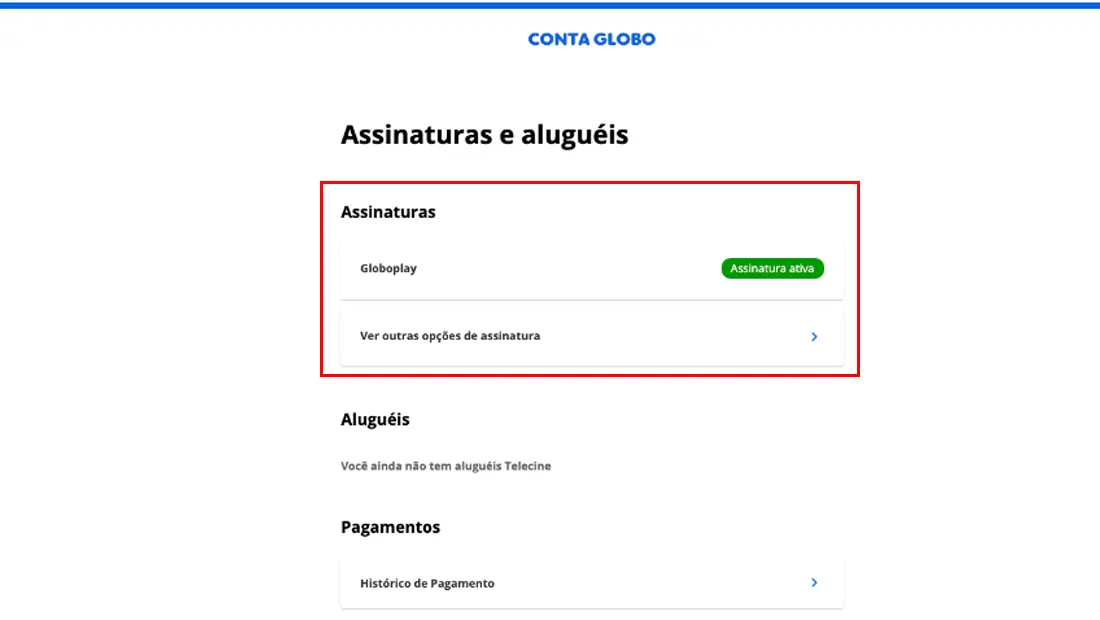 Escolha a assinatura correta para cancelar