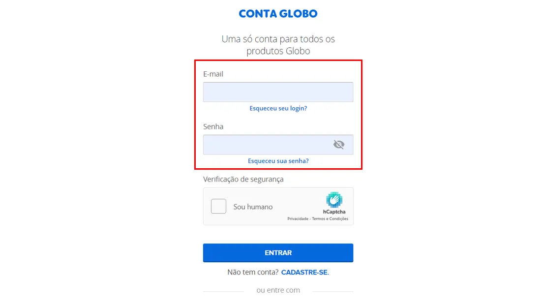 Insira seu E-mail e senha para fazer o login