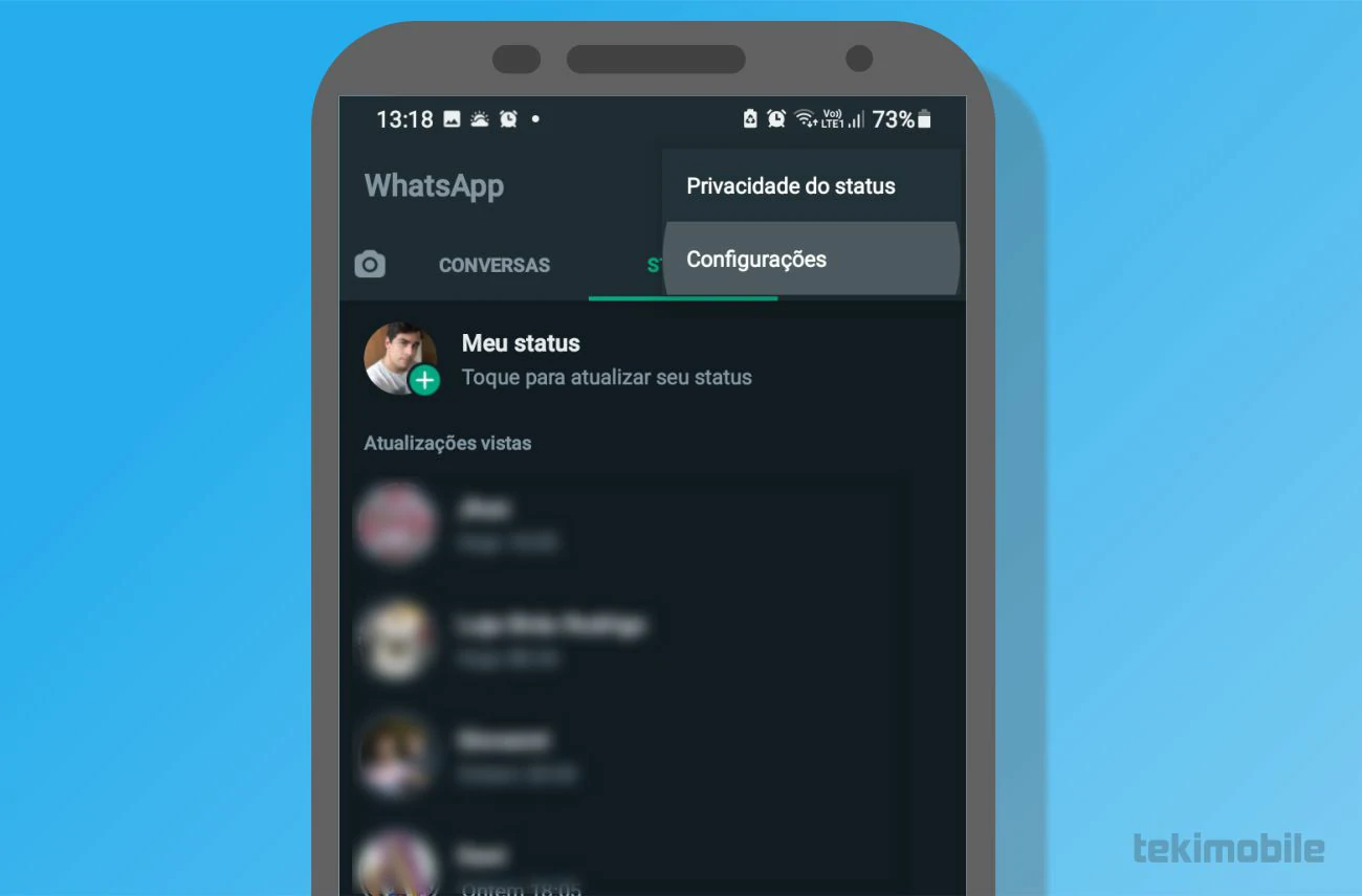 Click More Options and select Settings from the application dropdown menu - How to Make WhatsApp Like iPhone on Android