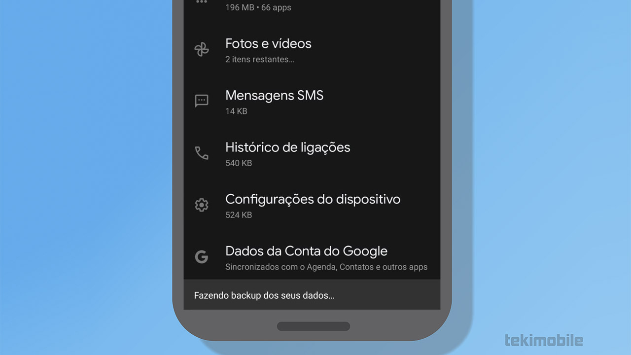 backup processo android