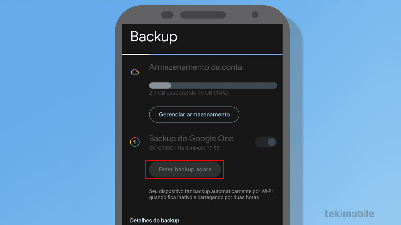 fazer backup android