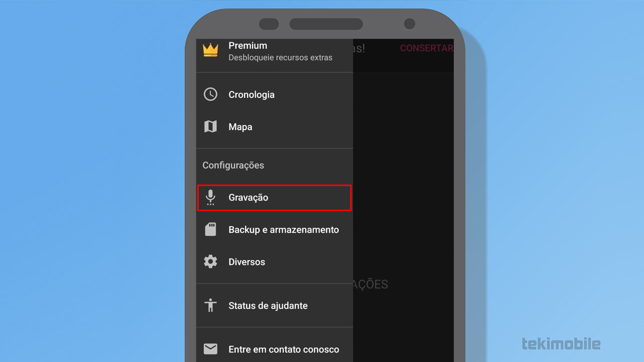 gravação app android