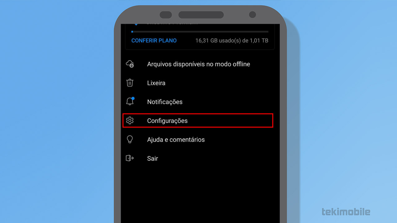 onedrive configurações