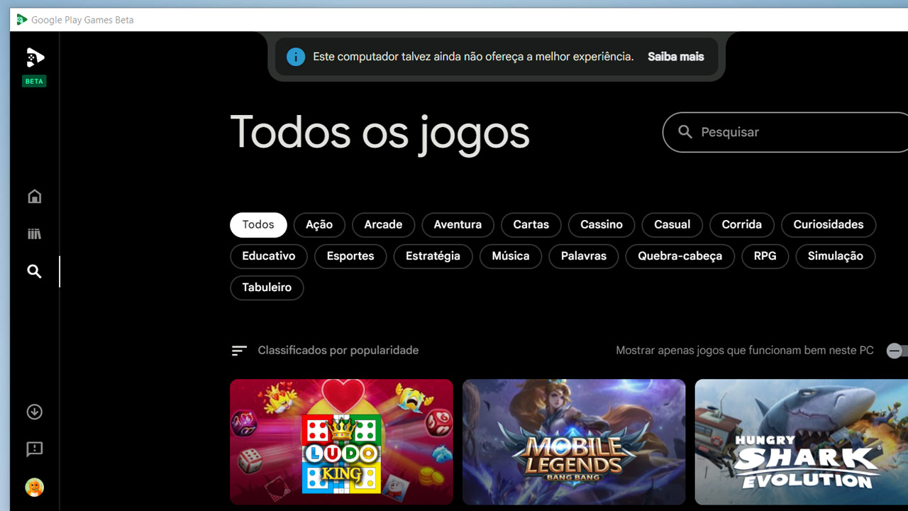 Google Play Games pesquisar