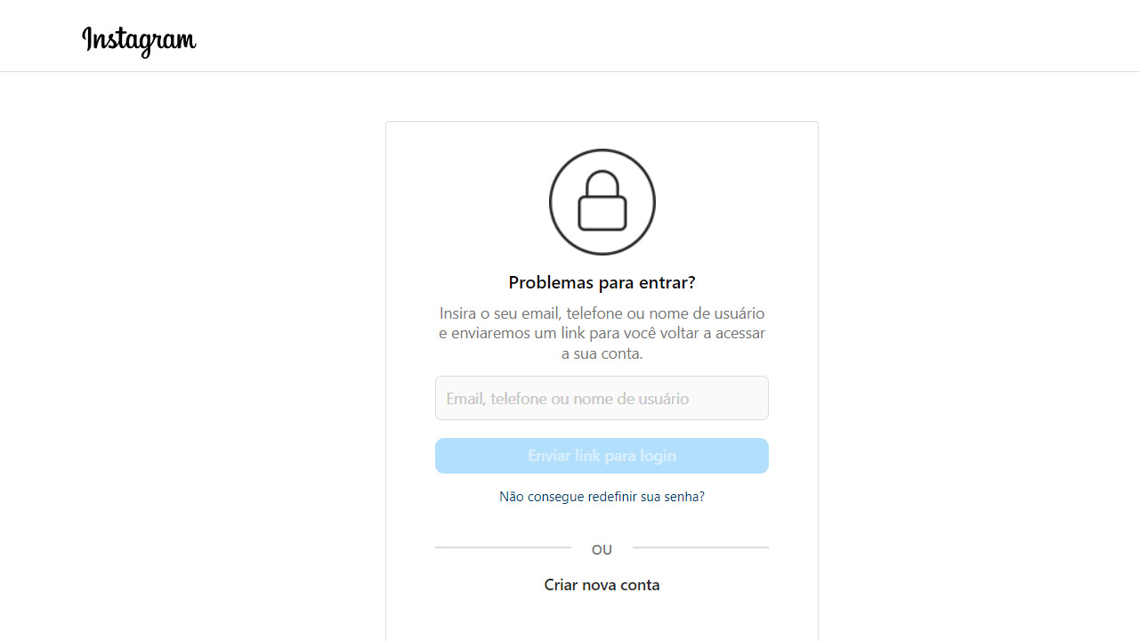 instagram recuperar senha navegador