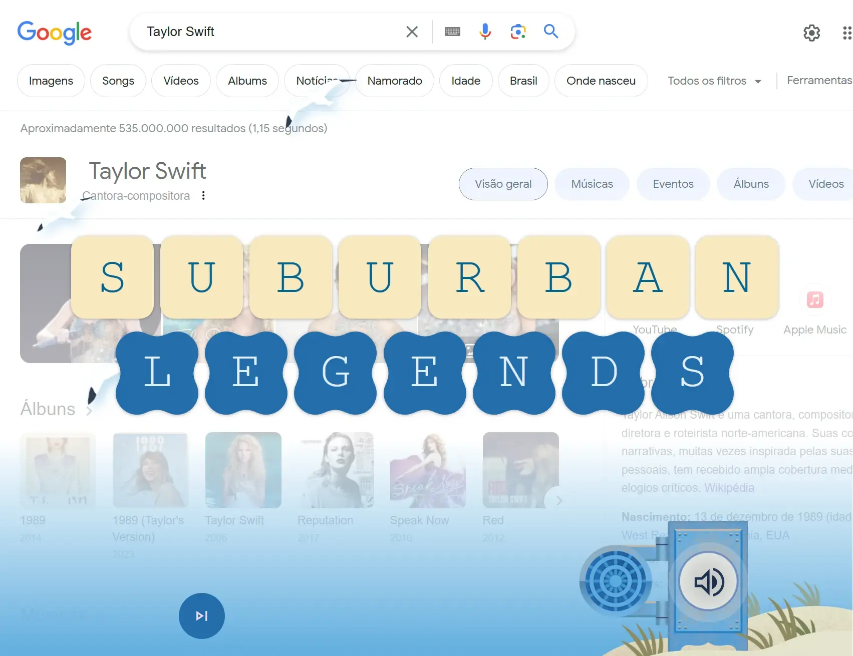 Google lança quebra-cabeças da Taylor Swift: descubra o nome das novas músicas 2